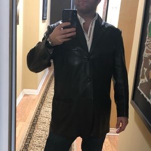 Banana Republic Men’s 3-Button Leather Blazer.